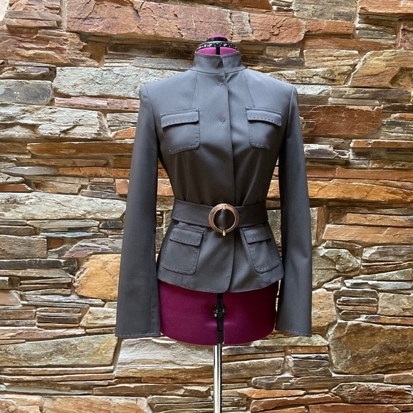 Elie Tahari Fitted Brown Wool Jacket (6) - Picture 1 of 9